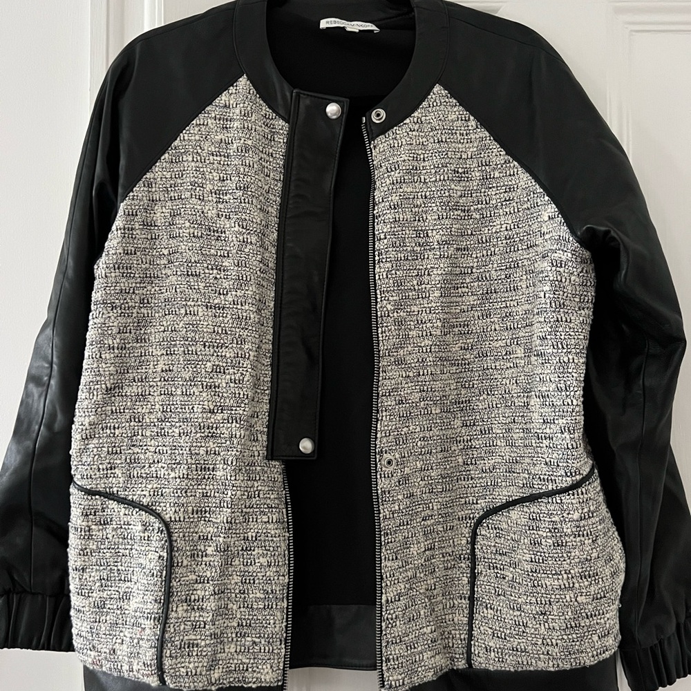 Rebecca Minkoff Black and Gray Bomber Jacket